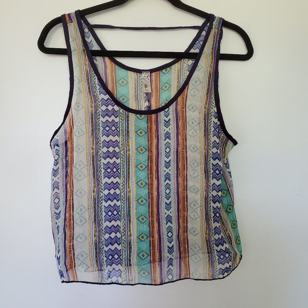 3for$25 printed aztec design tank top